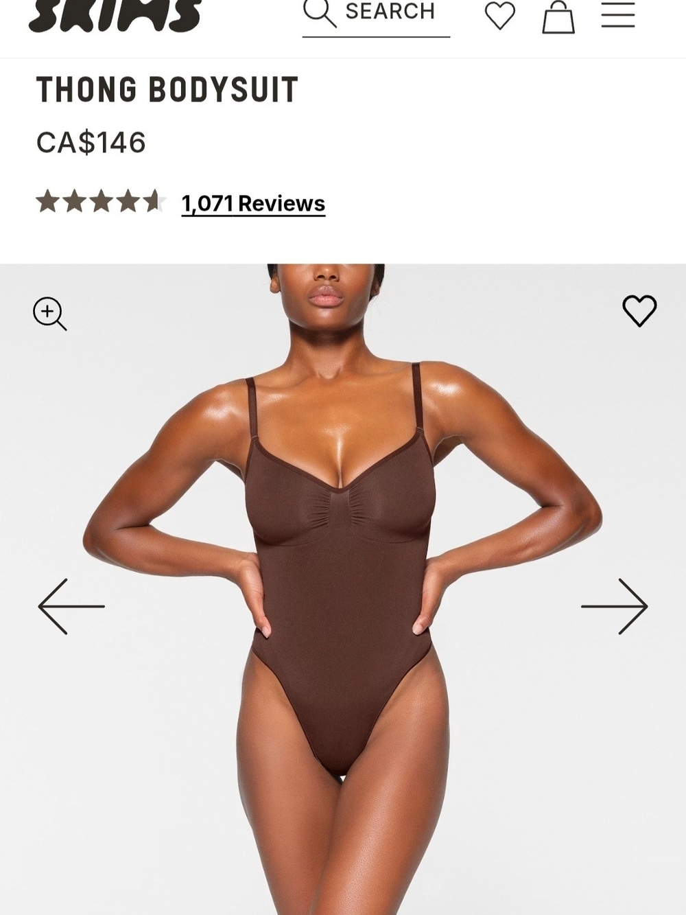 SKIMS Brown Thong Bodysuit
